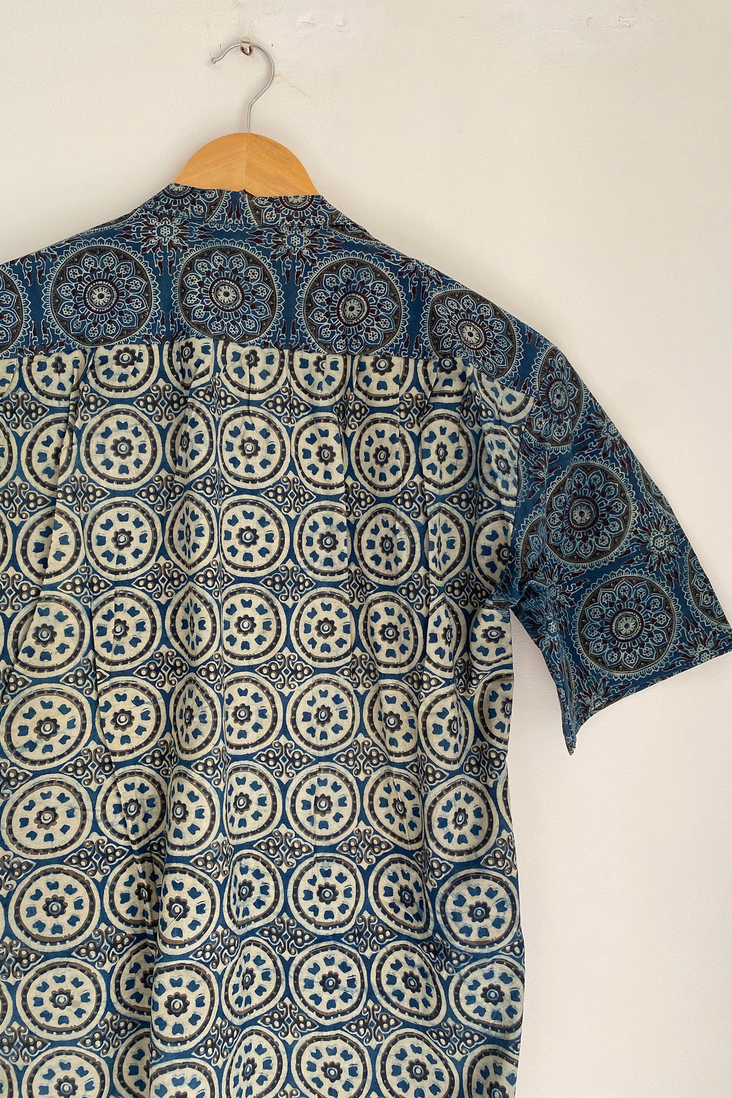 Blue Round Motif Dabu Shirt