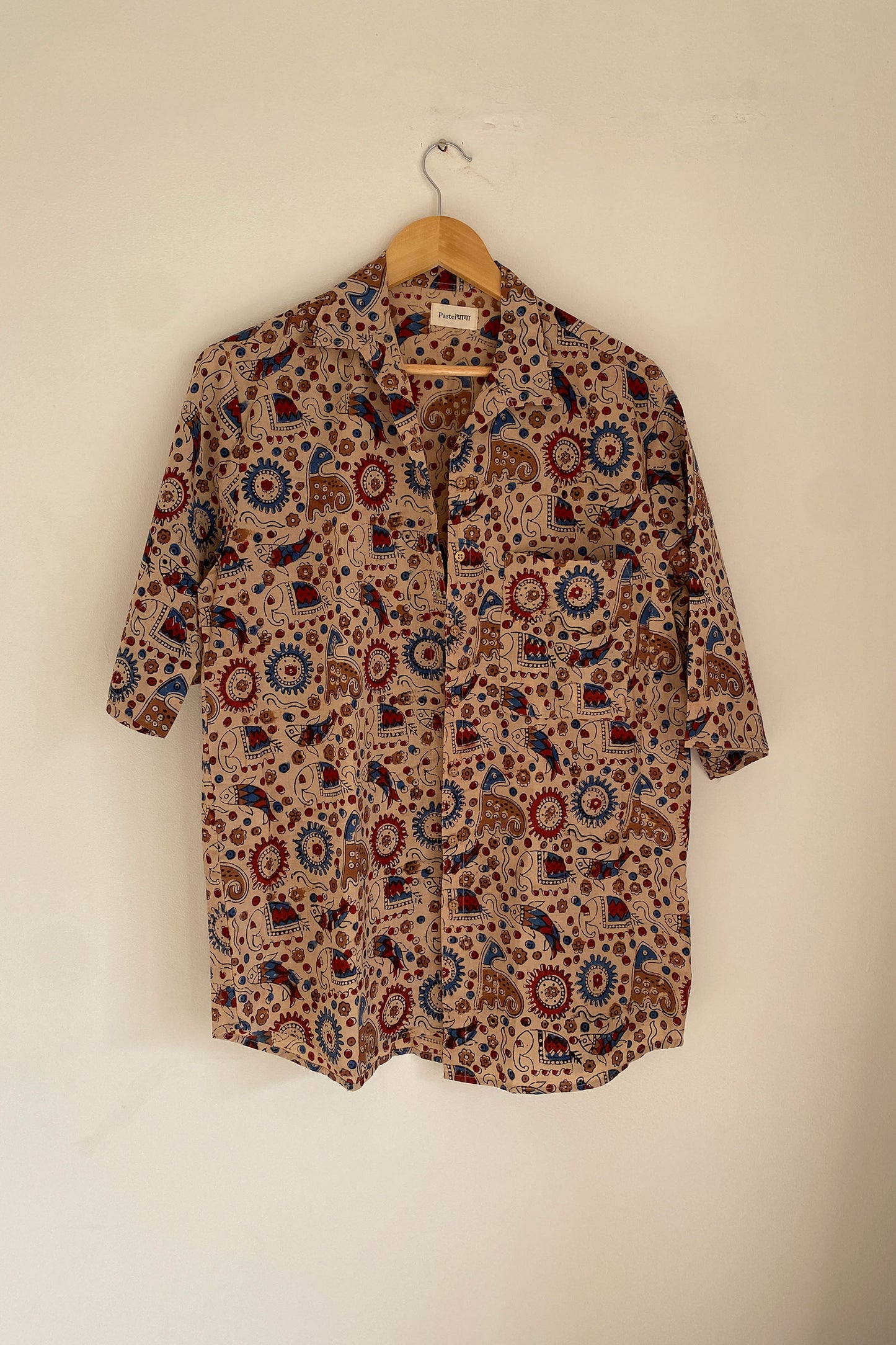 Traditional Elephant Print Collared Shirt