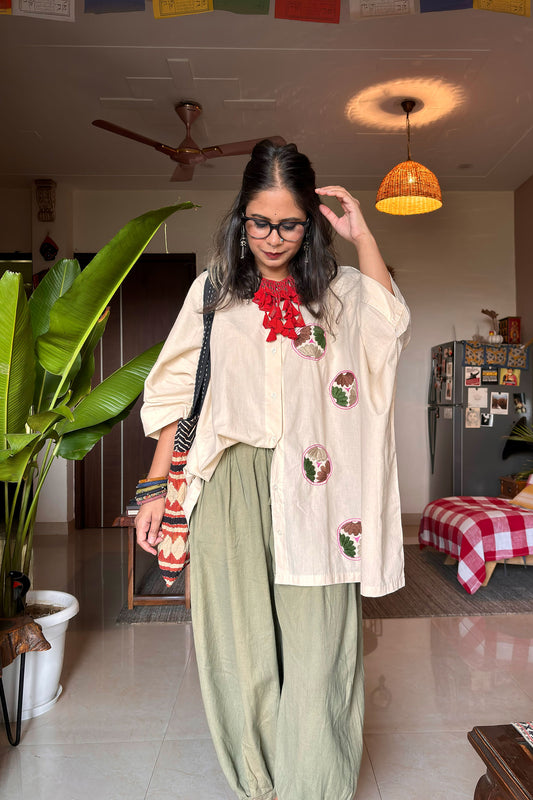 Off White Dabu Daisy Embroidery Anti Fit Shirt
