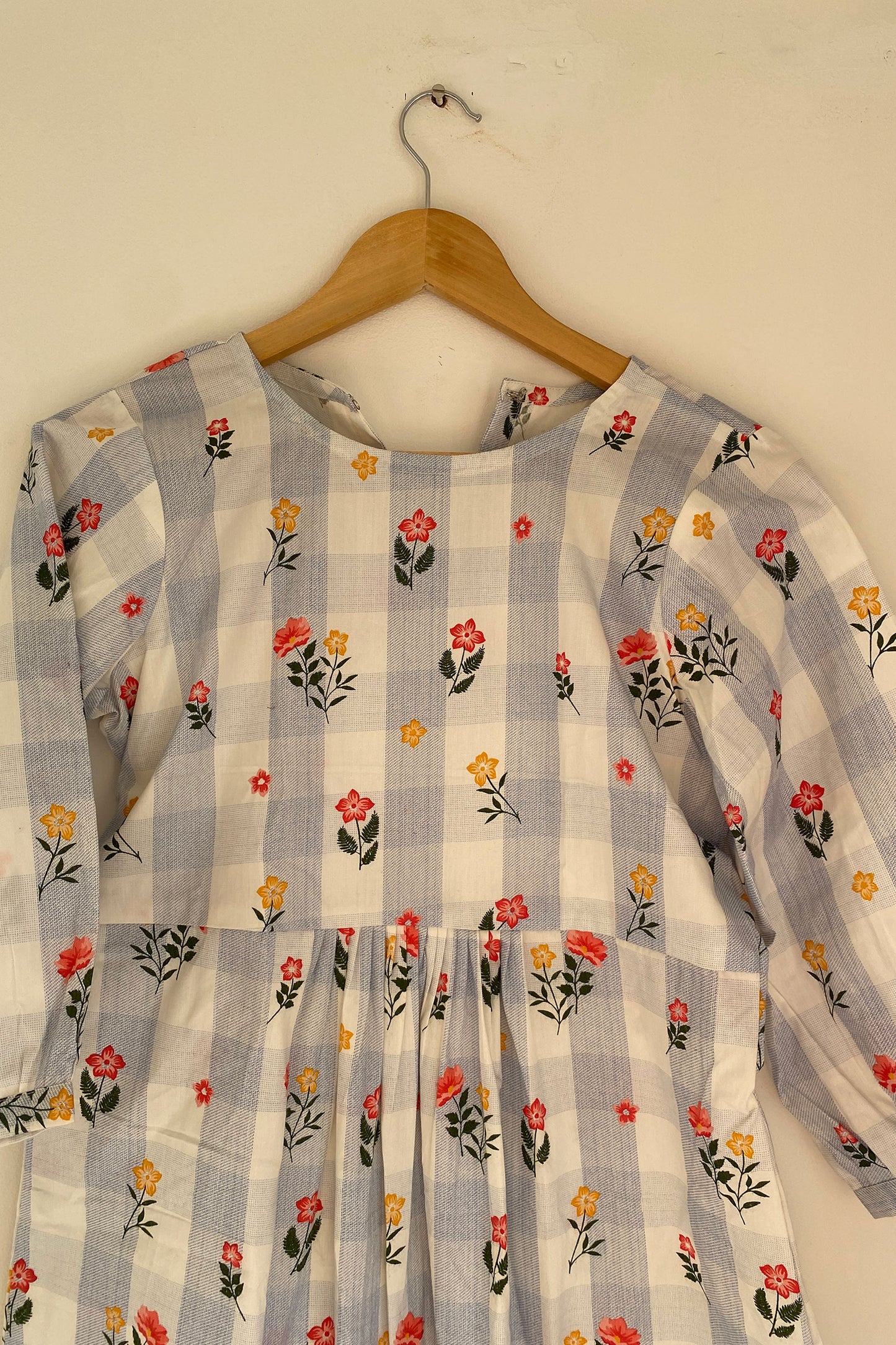 Blue Striped Red Floral Top