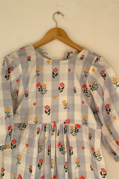 Blue Striped Red Floral Top