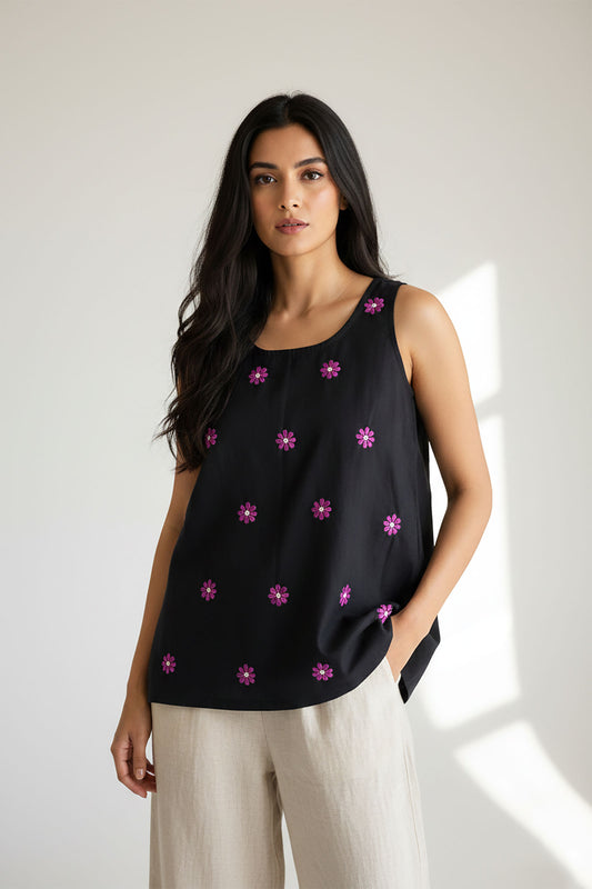 Midnight Bloomie Top