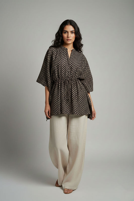 Charcoal Black Mango Printed Kaftan