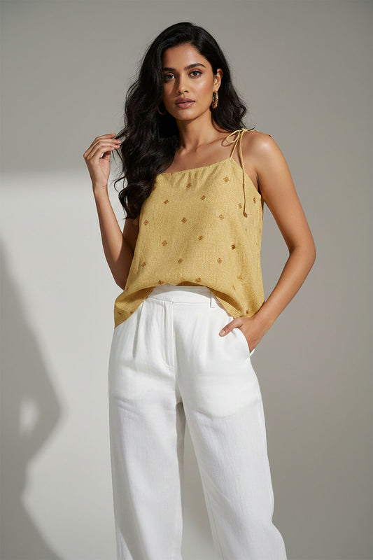 Yellow Striped Mul Cotton Top