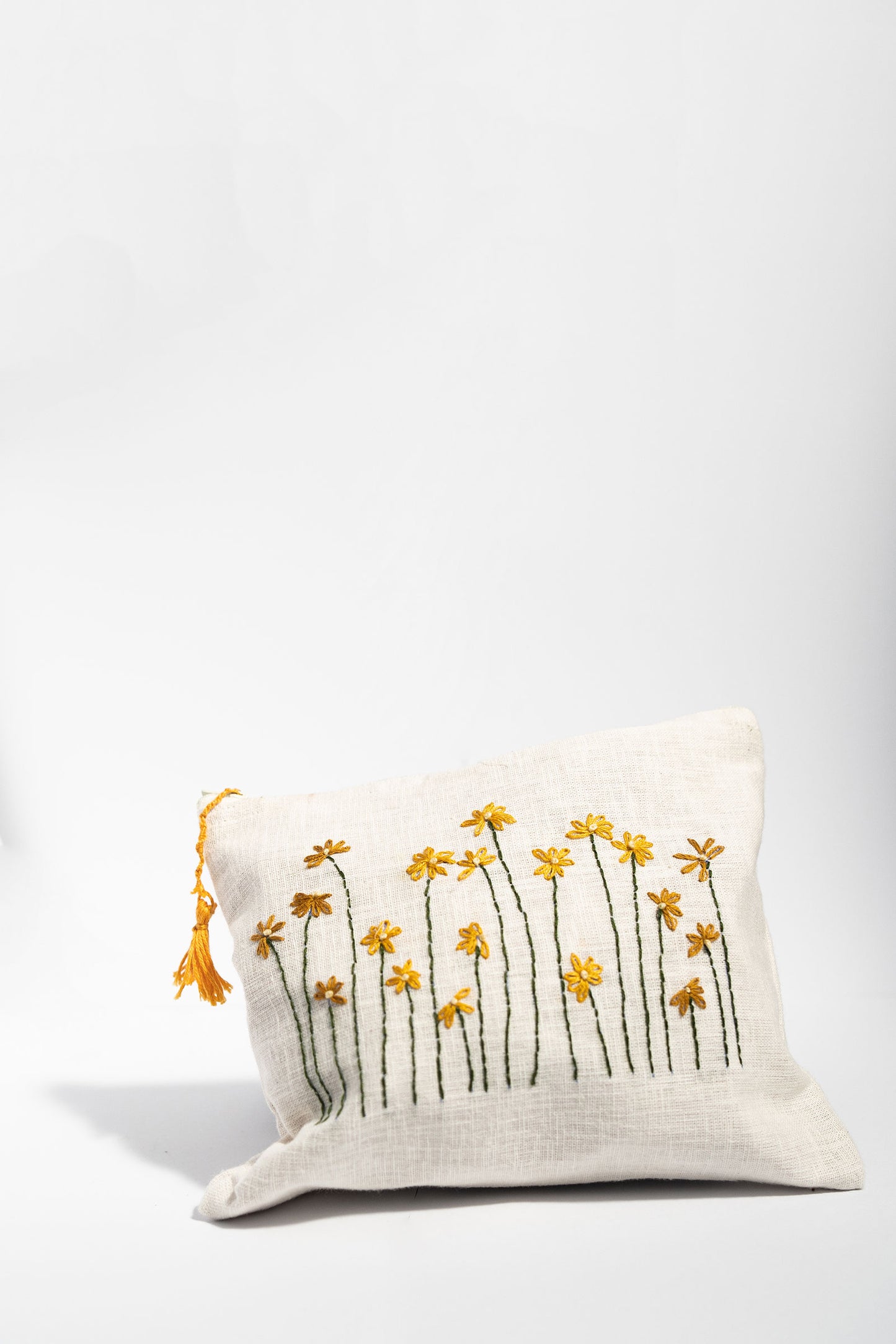 Yellow Daisies Garden Embroidery Multi Purpose Small Pouch