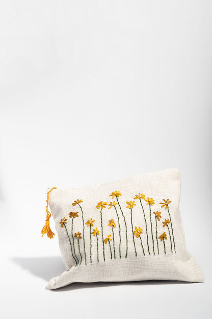 Yellow Daisies Garden Embroidery Multi Purpose Small Pouch